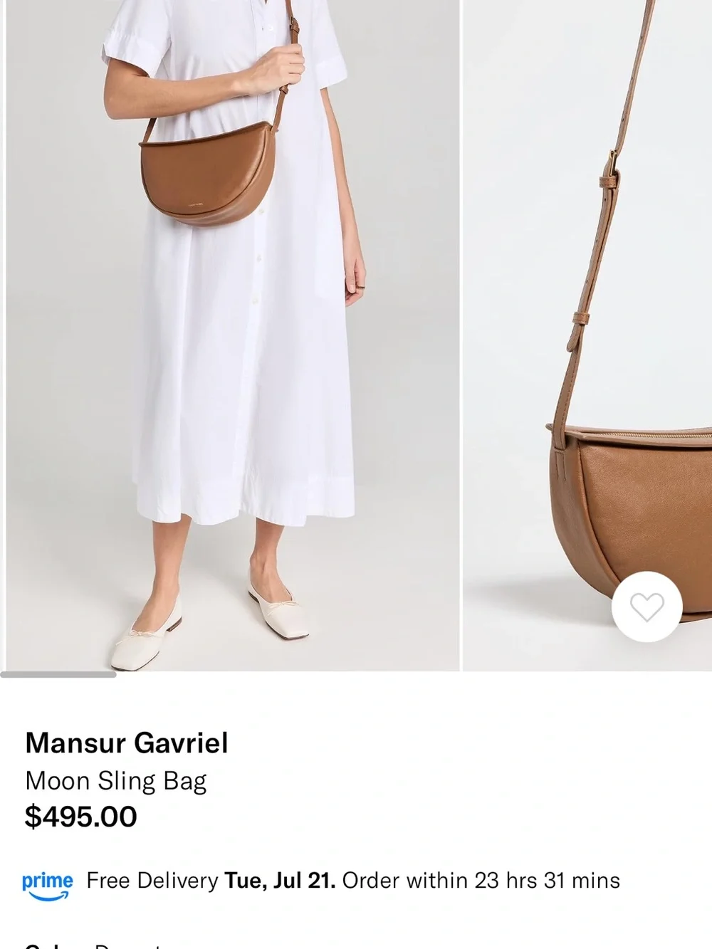Mansur Gavriel Crescent Moon Sling Bag in Brown